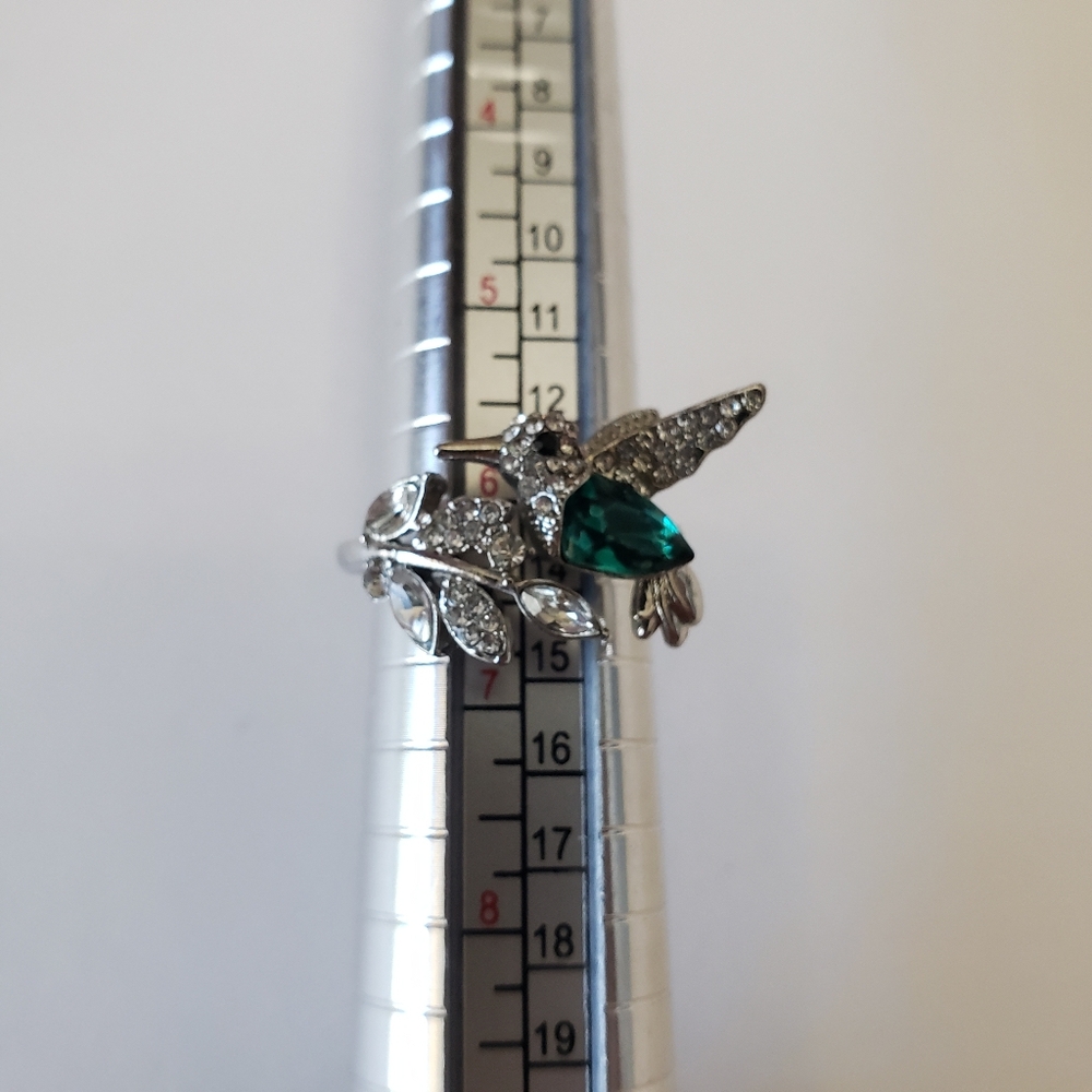 Elegant Natural Blue Stone Adjustable Hummingbird Ring for Women Glass Filled - Picture 8 of 10